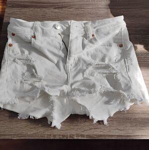 White Distressed Denim Shorts American eagle